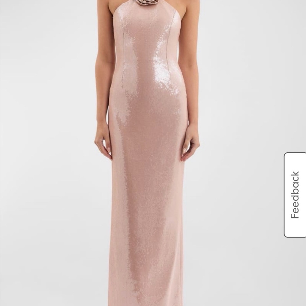 Rebecca Vallance Blush Sequin Strapless Gown